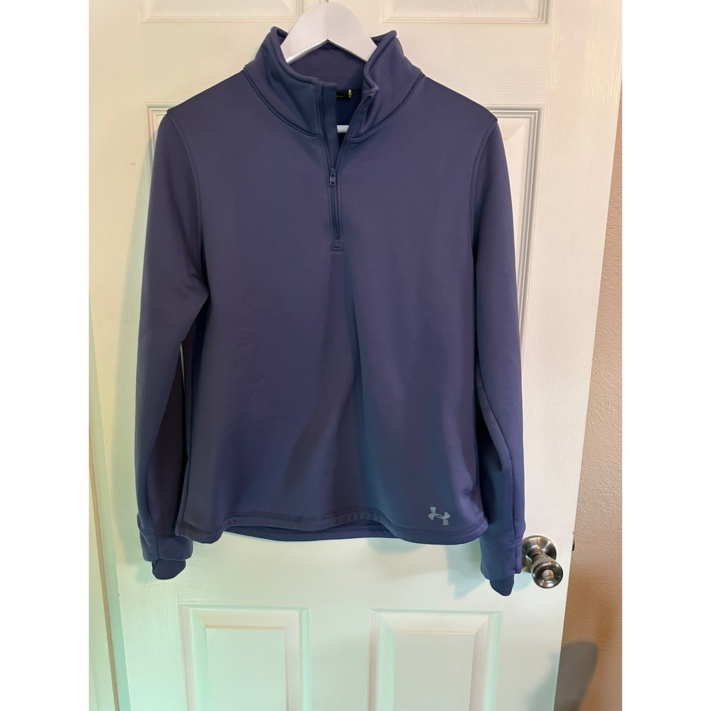 Under Armour‎ Womens Large Blue Fleece Lined Quarter Zip Pullover LG